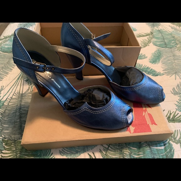 Re-mix Vintage Size 11 Blue Heels Retro Pinup - Picture 2 of 16